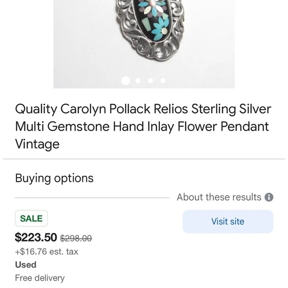 Carolyn Pollack Silver Floral Gemstone Pendant and sterling silver Necklace 19" - Picture 10 of 10